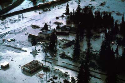 Portage, Alaska after the 1964 earthquake. USGS