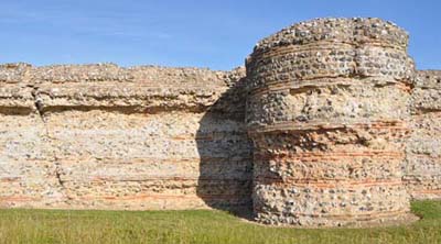 Fault going through wall  at Burgh Castle, USGS