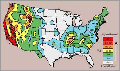 Earthquake hazard map USGS